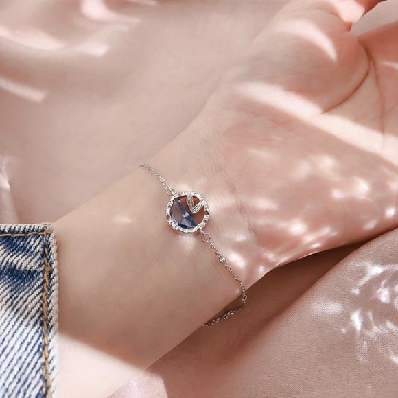 925 Sterling Silver Blue Zircon Mermaid Bracelet - Picture 2 of 15